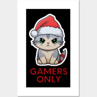 Gamers Only - Christmas Cat - Funny Quote Posters and Art